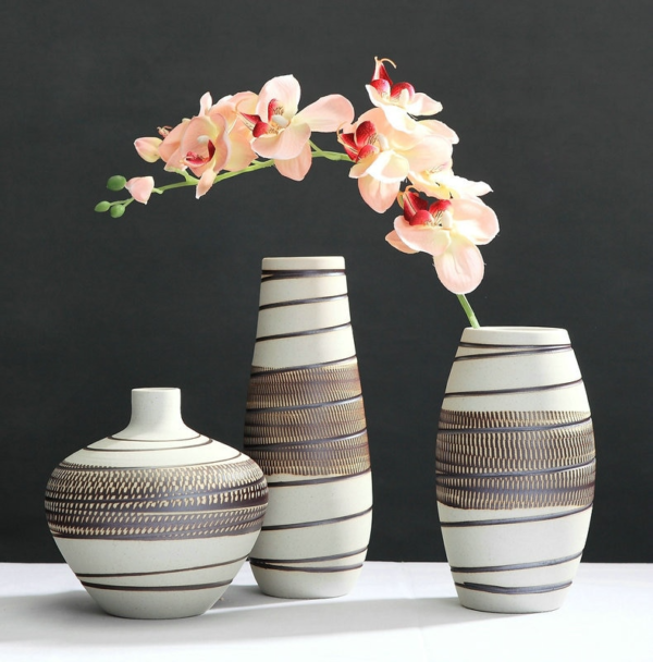Vintage Keramikvase mit Spiral-Design – Elegante und Zeitlose Dekoration