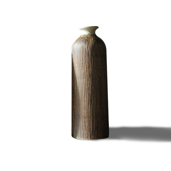 Vintage Keramikvase mit chinesischem Holzmaserungsdesign