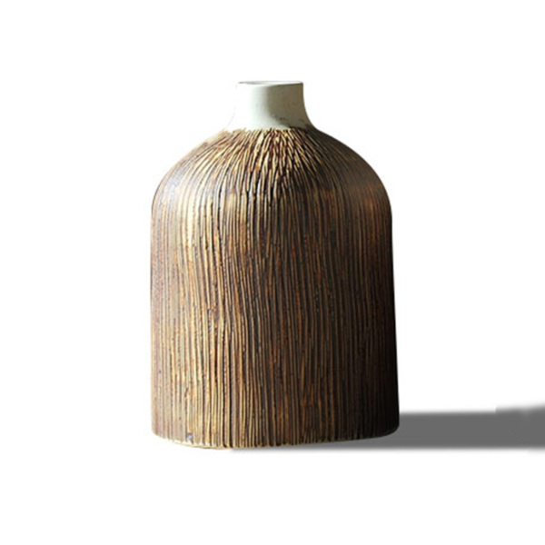 Vintage Keramikvase mit chinesischem Holzmaserungsdesign