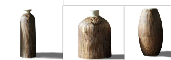 Vintage Keramikvase mit chinesischem Holzmaserungsdesign